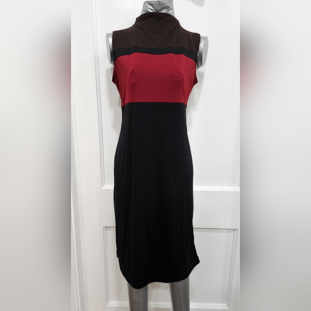 Kathie Lee Collection Red and Black Midi Dress